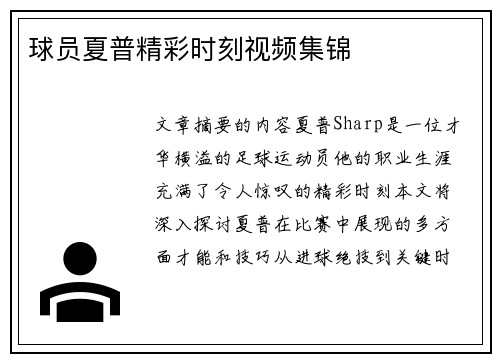 球员夏普精彩时刻视频集锦